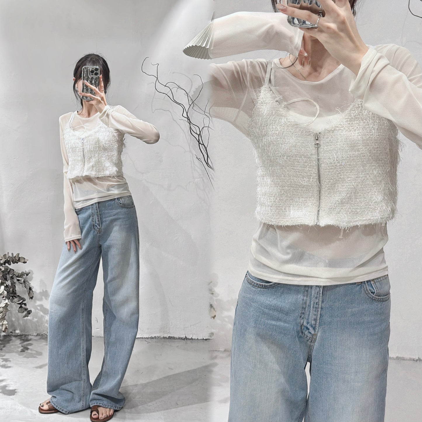[現貨/預訂] Feather cami / ivory