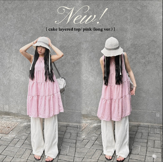 【new!】cake layered top/ pink (long ver.)