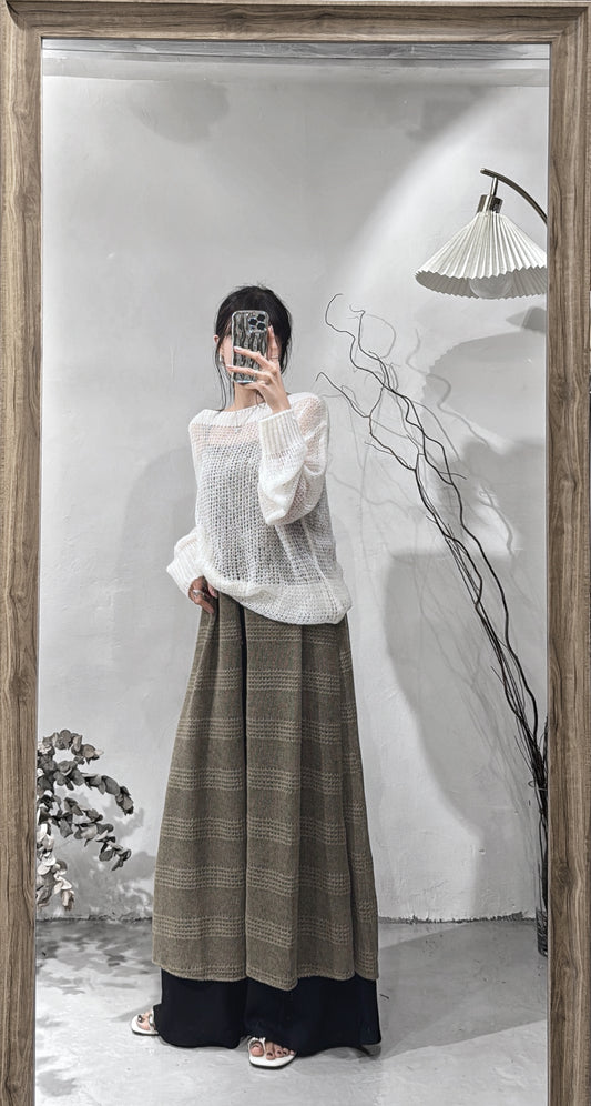 [預訂] Striped knit ops / olive