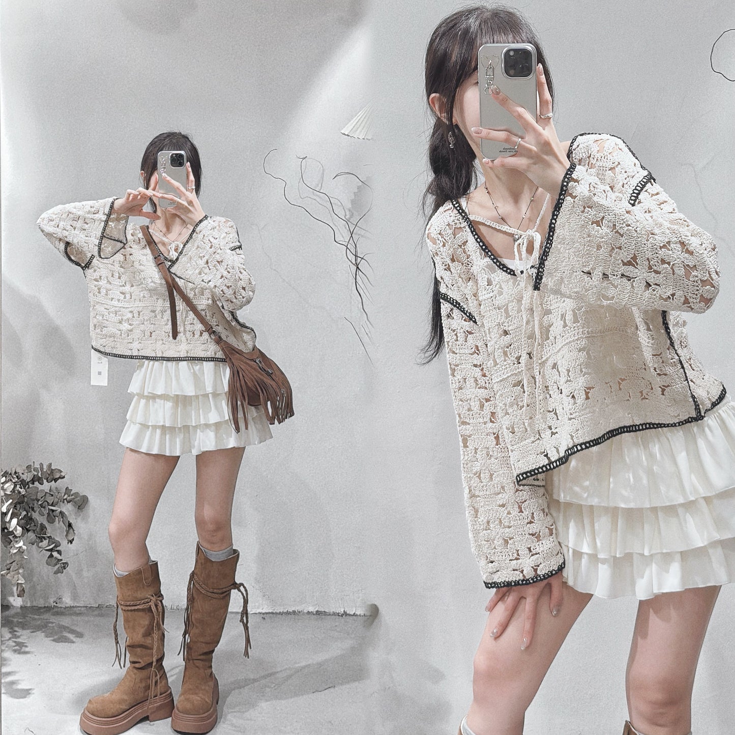 [ 現貨/預訂 ] crocheted cropped top/ mixed color