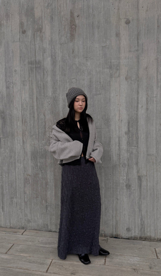 [ 超高級毛呢外套！] Collared faux shearling jacket / light grey