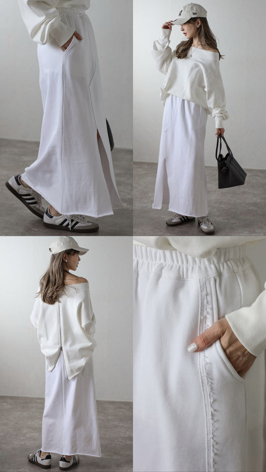 [ 現貨/預訂 ] front split skirt/ white