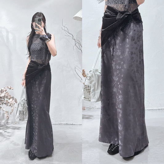 [ 預訂🪽⋆ ] [超grand✨] satin flower skirt / 4 colors