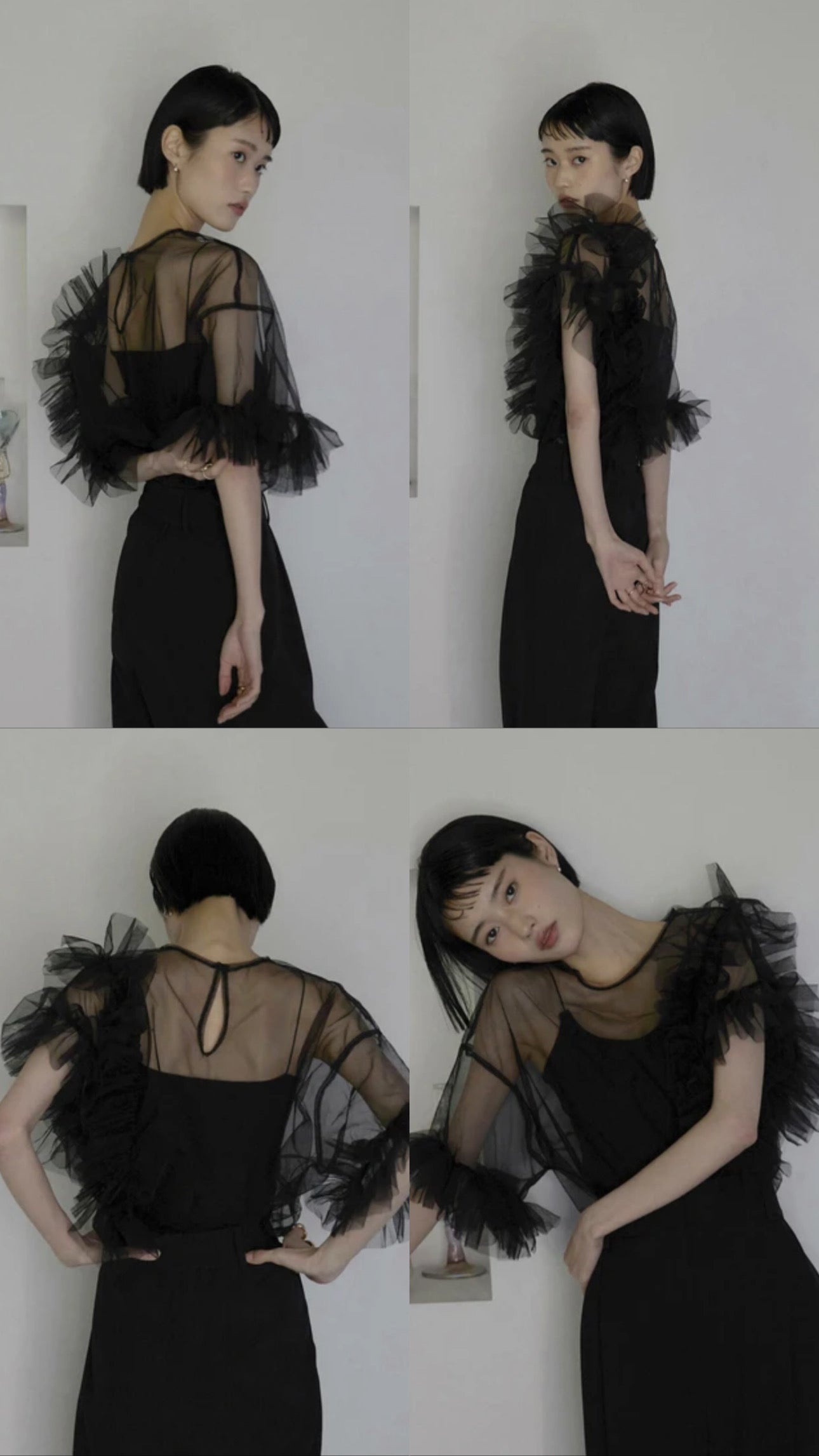 [ 現貨 / 預訂  ⋅˚₊‧ ] unbalanced frilled top / black