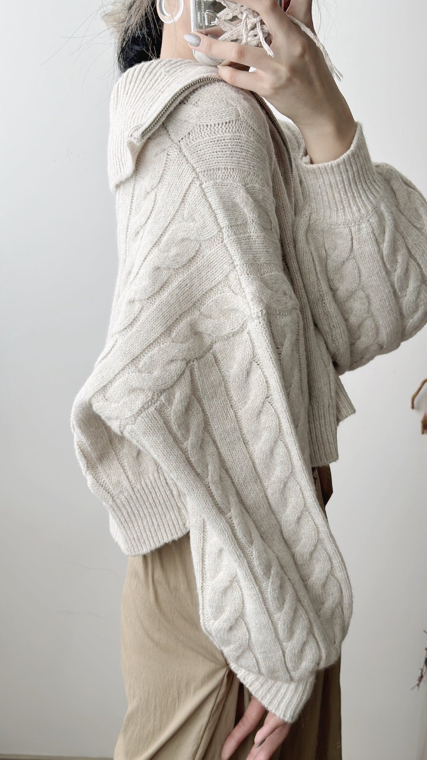 [ 百搭NO.1!! ] Collared knit zip up