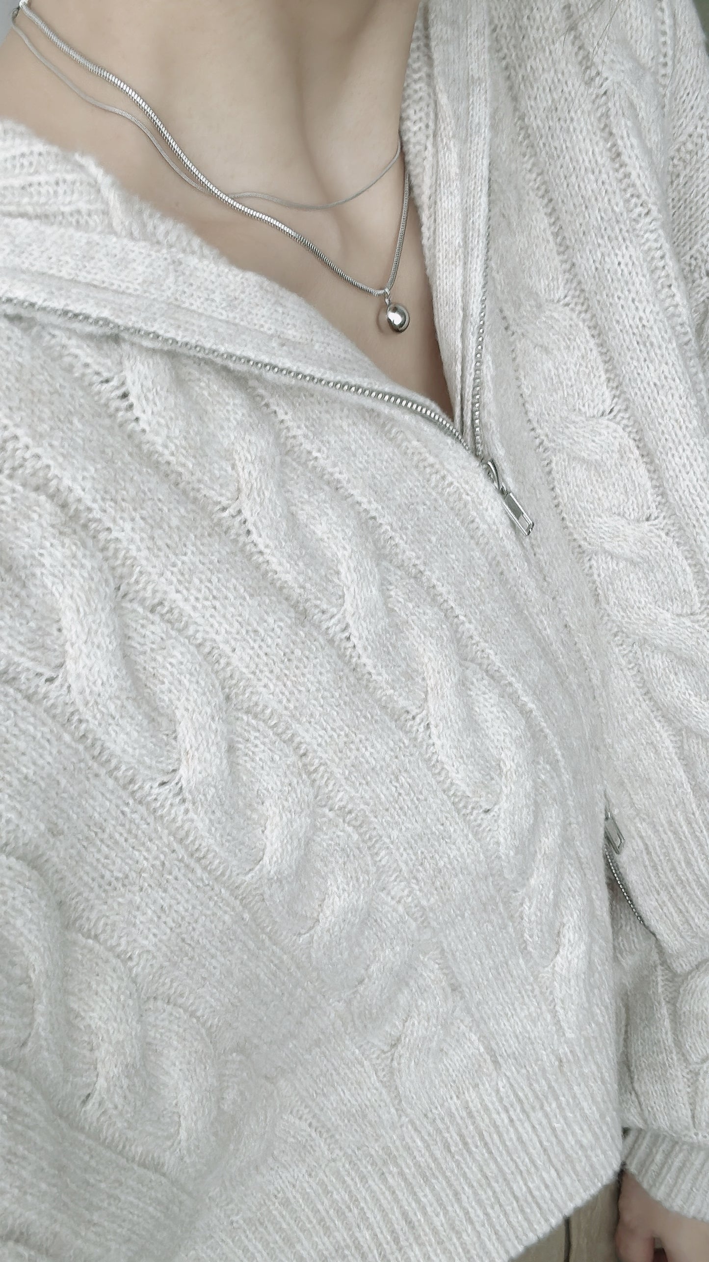 [ 百搭NO.1!! ] Collared knit zip up