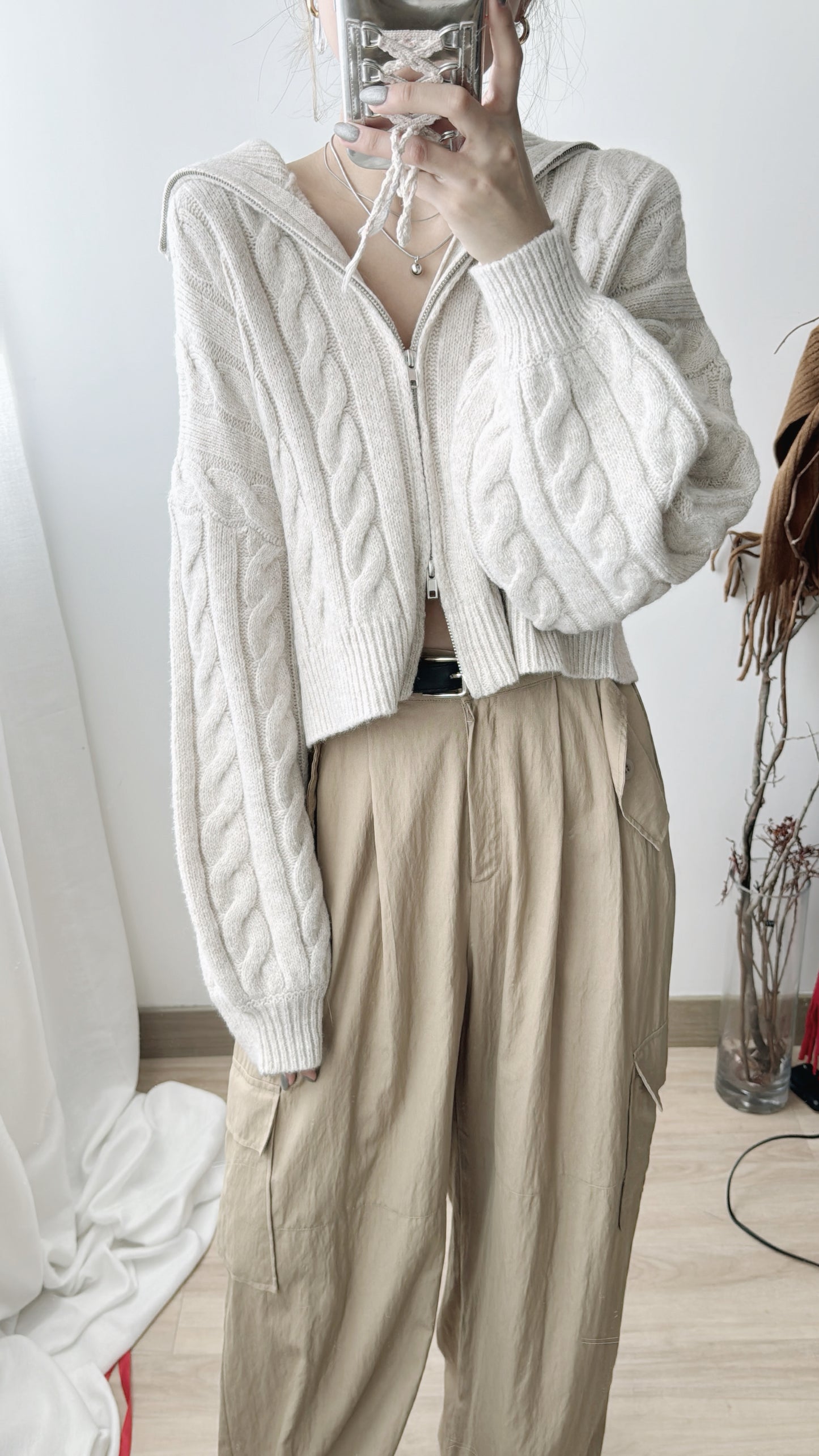 [ 百搭NO.1!! ] Collared knit zip up