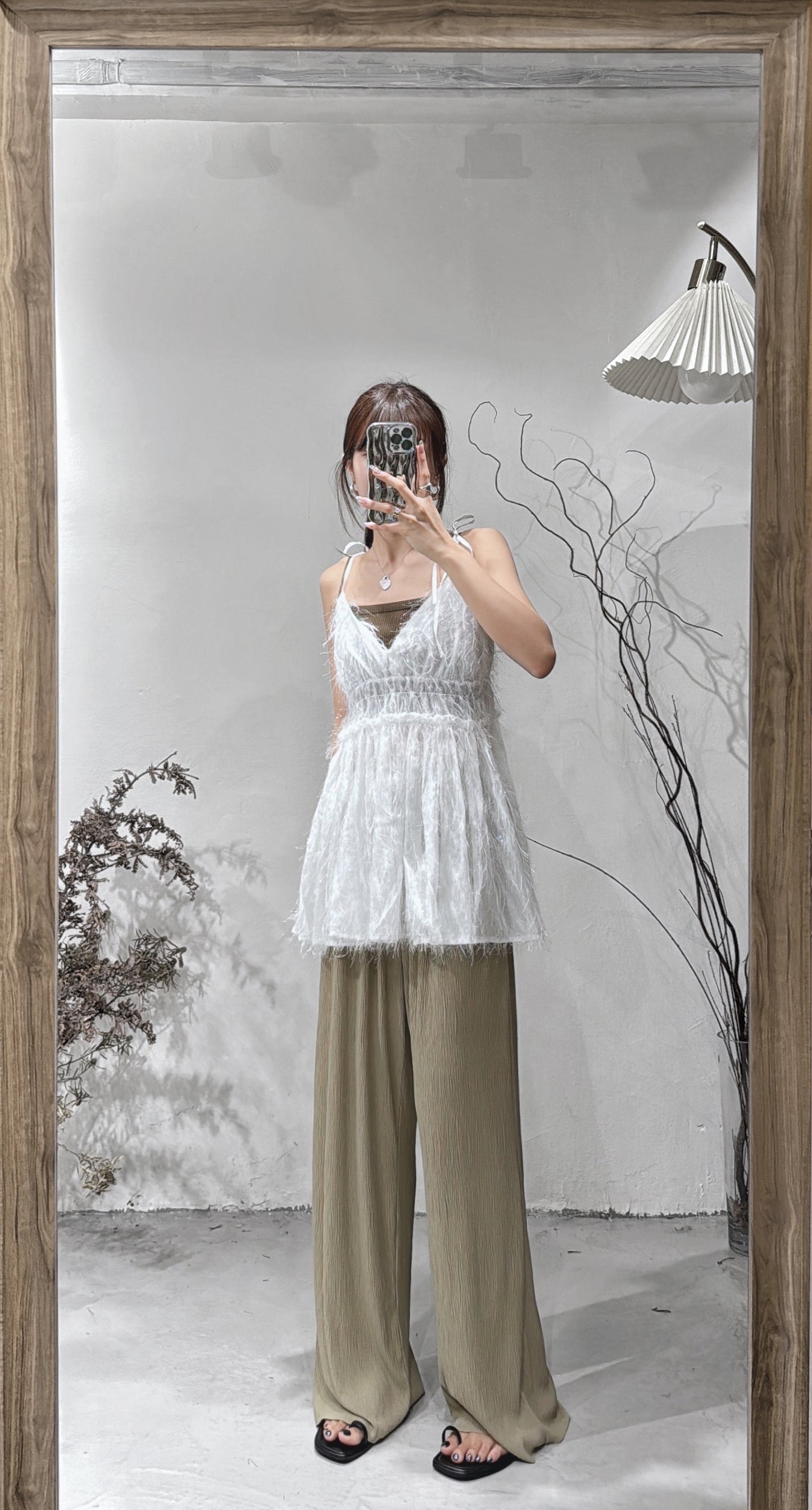 [ 店主自留！] Fringe bling bling top / white