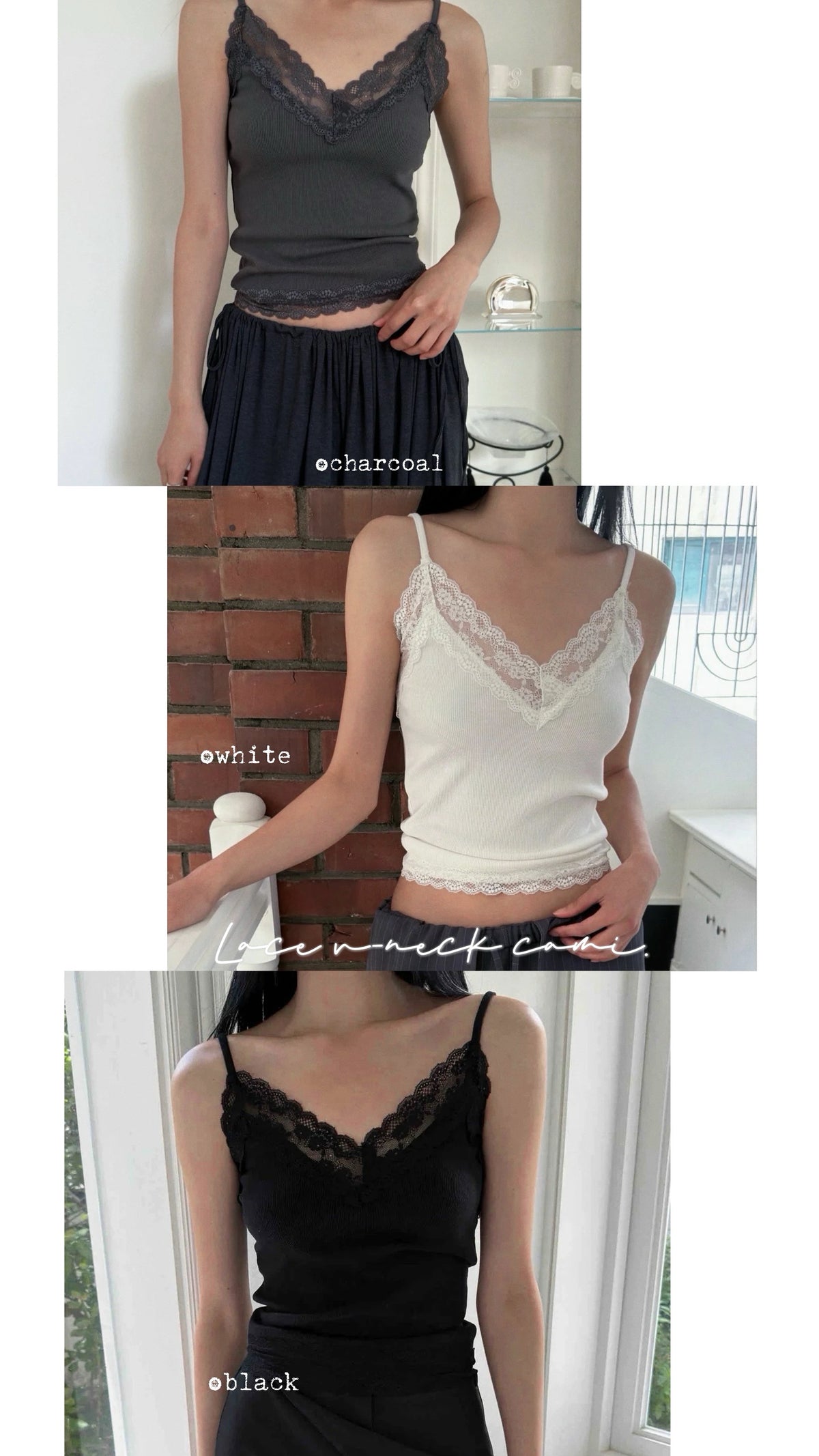 ［ 預訂 🐈‍⬛✨ ] lace v-neck cami / 3 colors