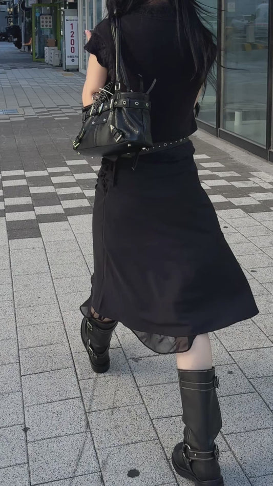 [ dudeinKR 限時連線價！🇰🇷⋆. ] layered side tied skirt / 2 colors